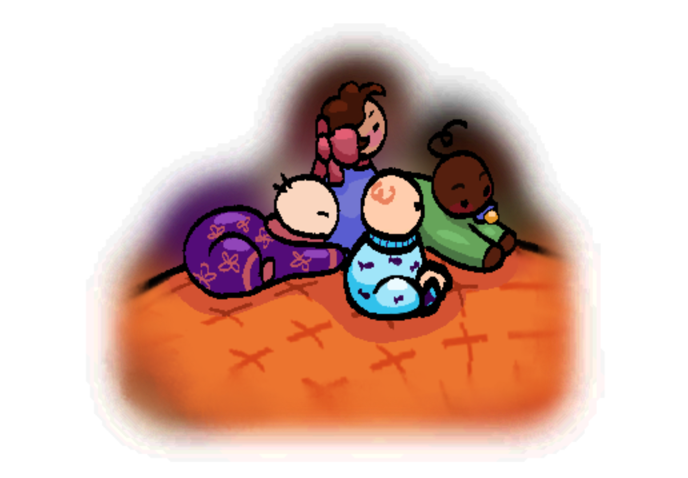 A mother sitting with two children